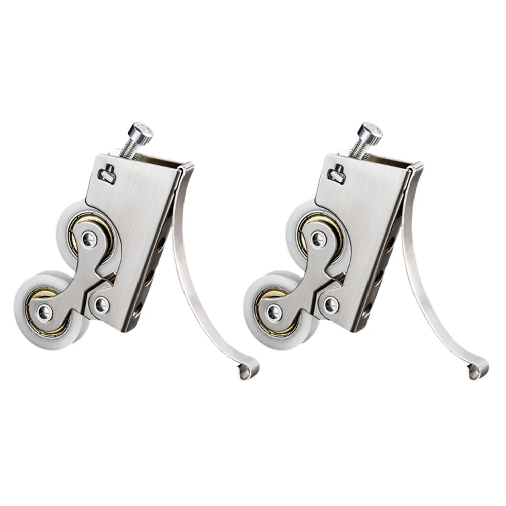 2pcs Cabinet Pulleys Mute Double Wheels Casement Pulley Cabinet Sliding Wheel Hardware Stainless Steel Nylon Door Pulley