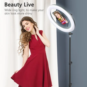 10inch Selfie Ring Light with Optional Tripod, Photography Fill Light Led Ring Lamp Ringlight for Video Recording Live Broadcast - Image 5