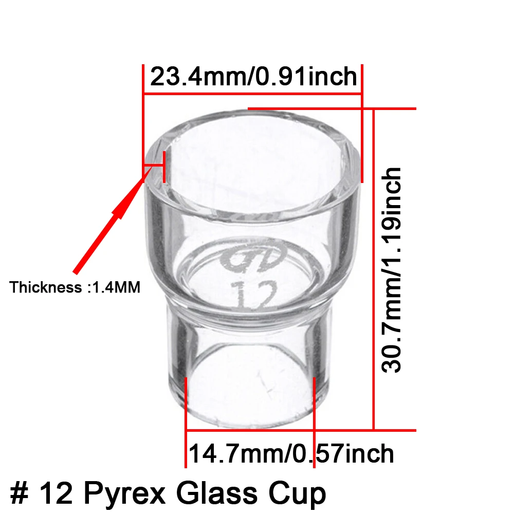 TIG Welding Kit WP17 WP18 WP26 Accessories Tig Welding Stubby Gas Lens #12 Pyrex Glass Cup Spares Torch 23Pcs
