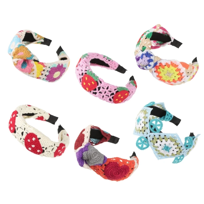 Sweet Girls Headbands Woman Wash Face Headbands with Crochet Floral Pattern