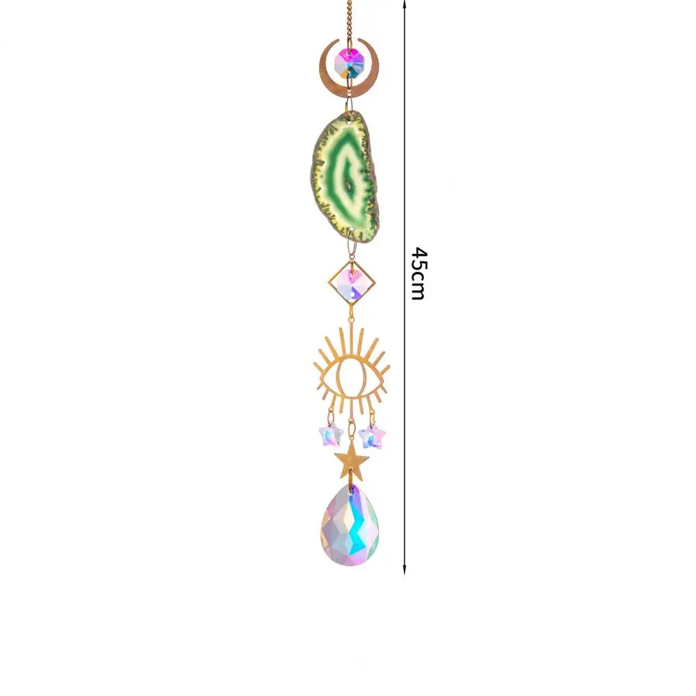 45cm Sun Catcher Natural Stones Agate Crystal Wind Chime Rainbow Making Diamond Prisms Pendant Dream Catcher Hanging Garden Deco 6