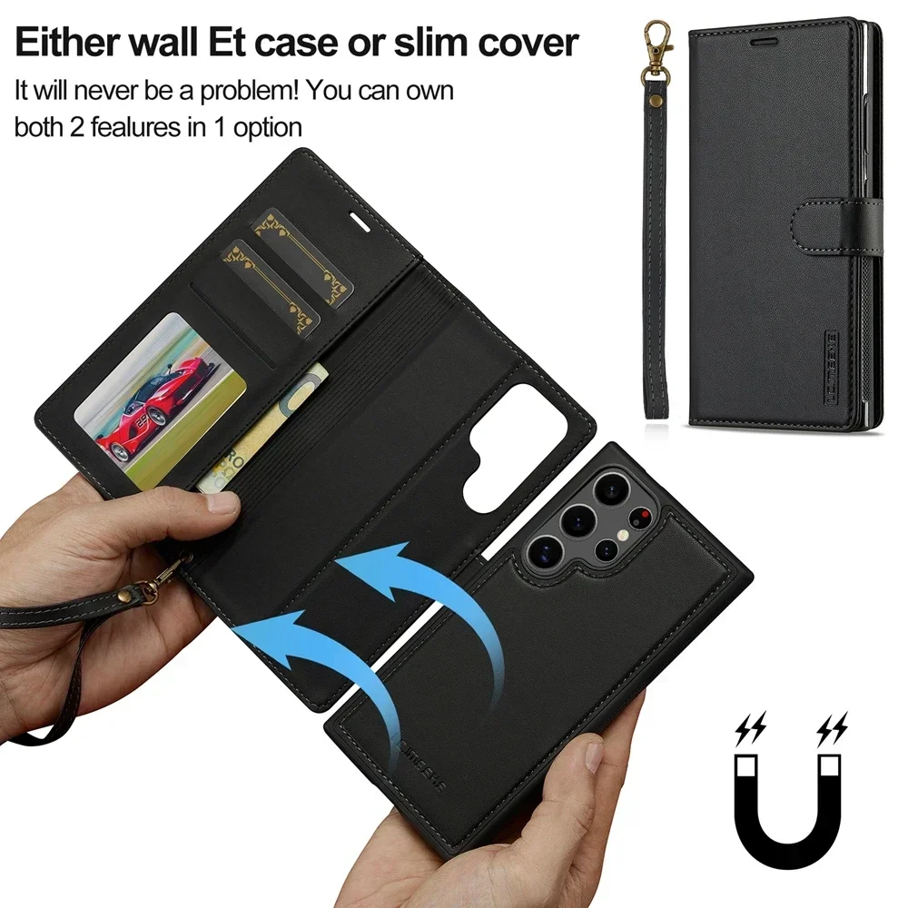 Magnetic Flip Leather Wallet Phone Case with Magsafe Compatibility