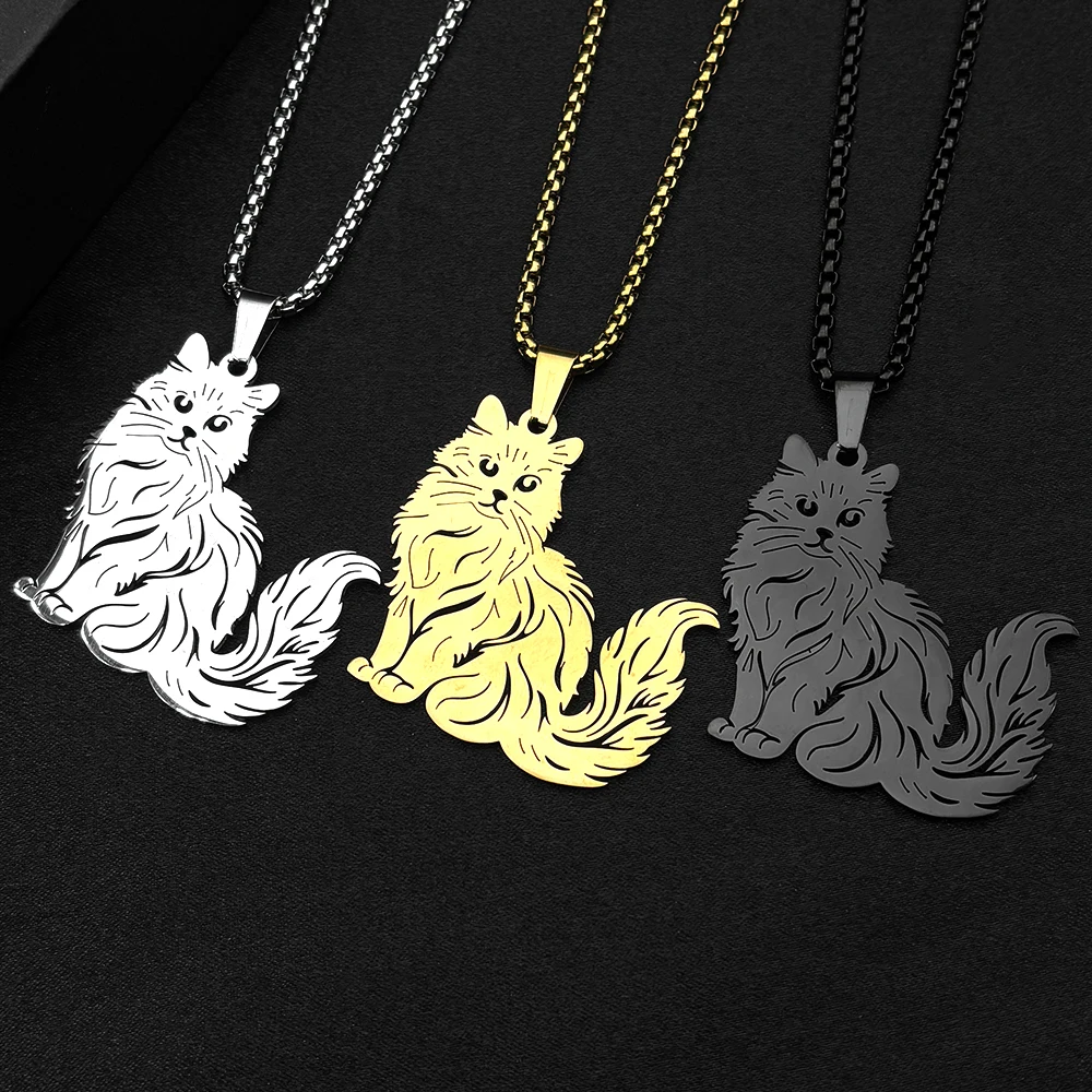 Sexy Ragdoll Katze Schlüsselbein Kette Frauen Männer Edelstahl Silber Farbe Kitty Tier Unsere Niedliche Familie Halskette Schmuck Zubehör – Detail 7