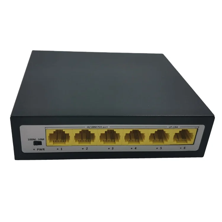 CCTV  4+2 Port 65W 4 Port 10/100Mbps and 2 port 100Mbps Uplink  POE Switch For IP Camera