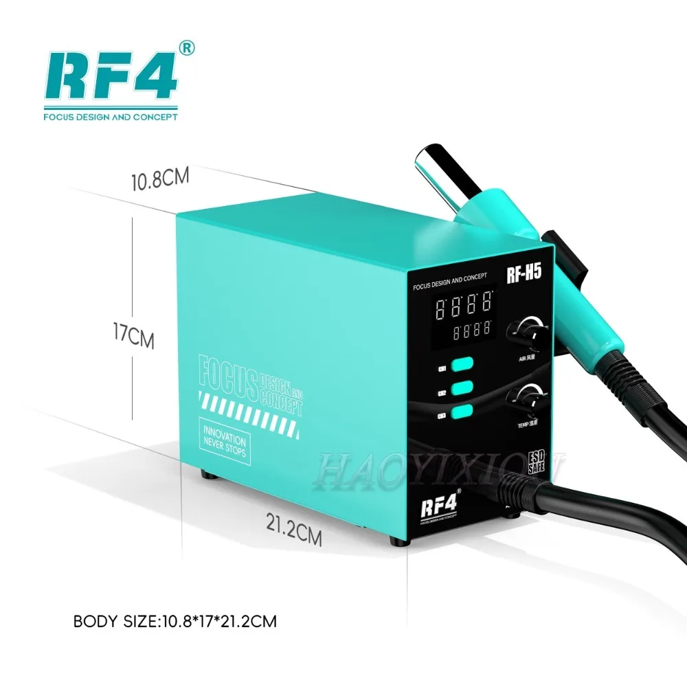 RF4 Hot Air Gun RF-H5 800W BGA Rework Solder Station Soldering Heat Air Gun Station 220V / 110V For SMD SMT Welding Repair 3