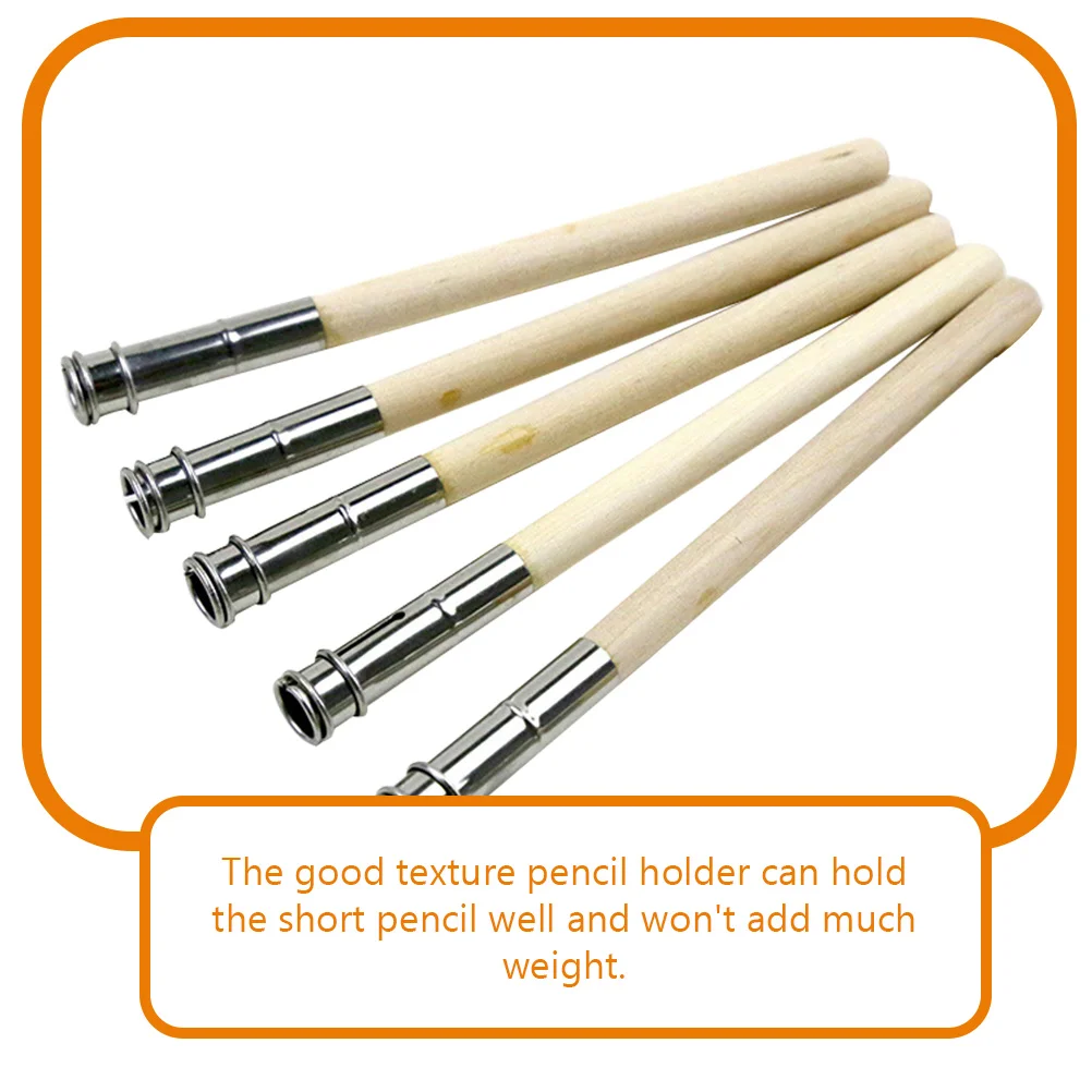 3pcs Pencil Holder Silver Pencil Extension Single for Colored Pencils Tools School Supplies Stainless Steel 3