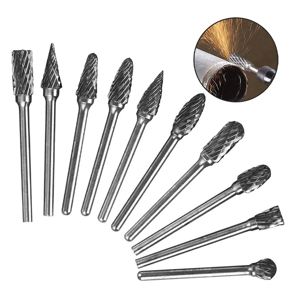 

10pcs/set 3*6MM Double text Head Tungsten Carbide Rotary Tool Point Burr Die Grinder Abrasive Tools Drill Milling Carving Bit