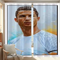 Window Kitchen Curtains for Living Room 2 Pieces Blackout Curtains Door Curtain Cristiano Ronaldo Partition Bedroom Decoration 1