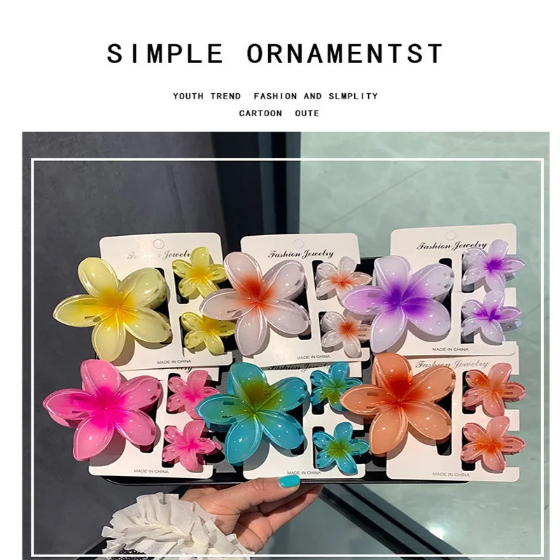 3PCS Hair Clips Egg Flowers Beach Claws Bohemian Hairpin Hair Accessories Vacation Hair Clip Versatile Ponytail Hair Pins Clips 