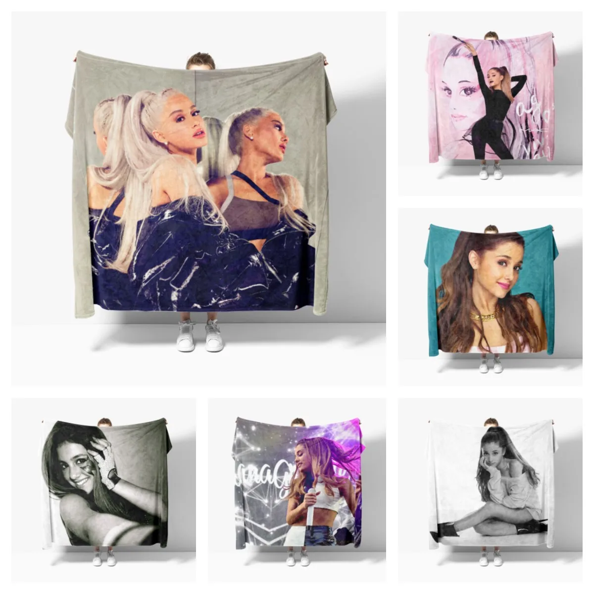 

3D Print Ariana Grande Blanket Soft Sofa Cover Throw Blanket Fleece Tapestry Lightweight Warm Bed Blankets for Bedroom Couch