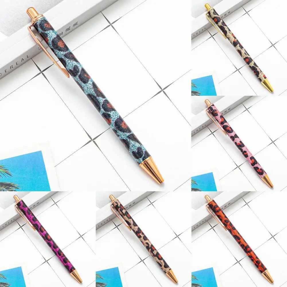 1.0mm Ballpoint Pen Fluent Write Leopard Print Metal Student Exam Stationery Pen for Office 