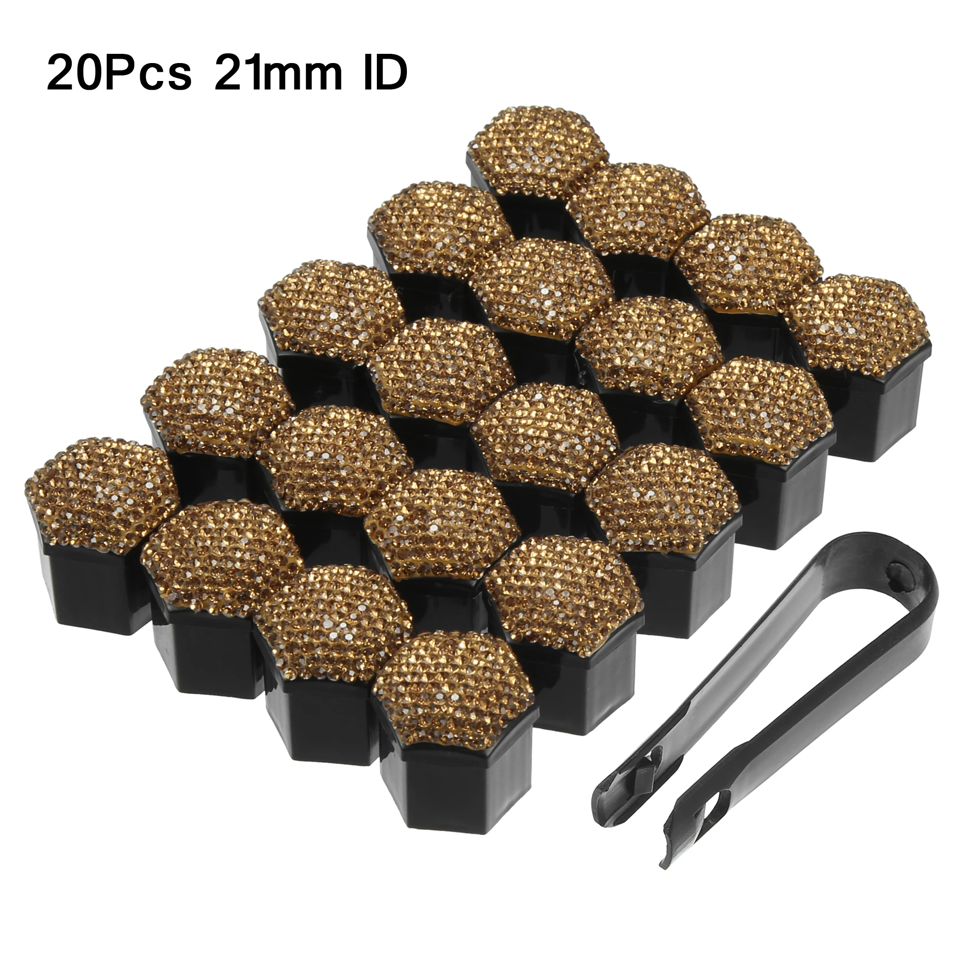 X Autohaux 20pcs Wheel Lug Nut Cap Covers 21mm Bling Faux Crystal Wheel