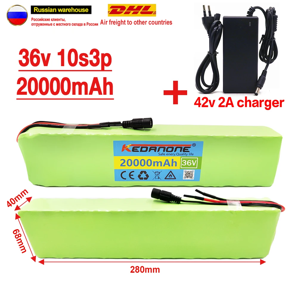 

36V 00Ah 18650 lithium battery pack 10S3P 20000mah 250W-500W Same port 42V Electric Scooter M365 ebike Power Battery with BMS