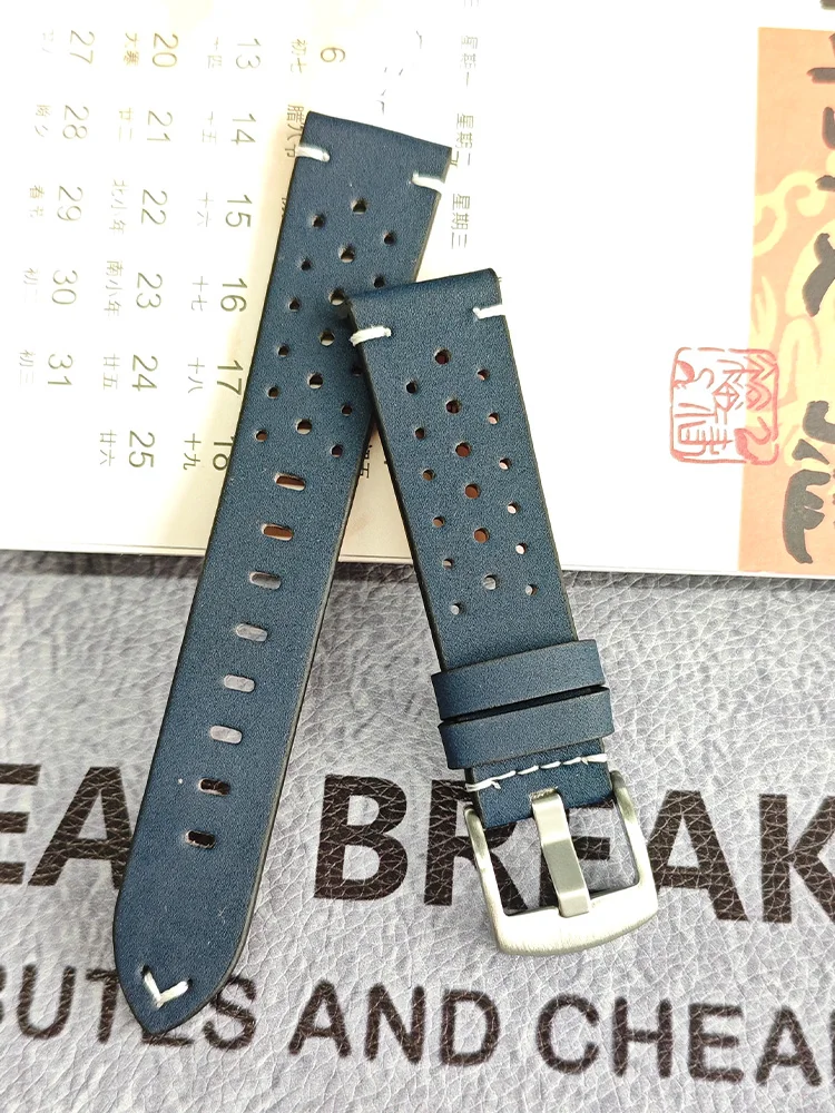 Vintage Leather Watch Strap, 20mm/22mm - Classic Design Bracelet Band