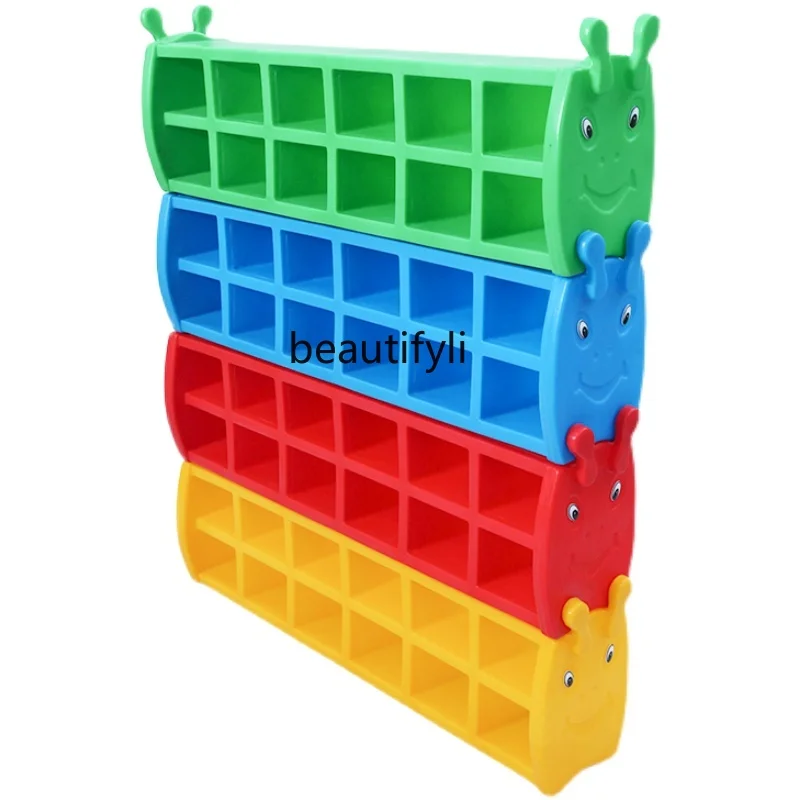 Caterpillar shoe cabinet teaching kindergarten playground children double plastic storage rack cartoon