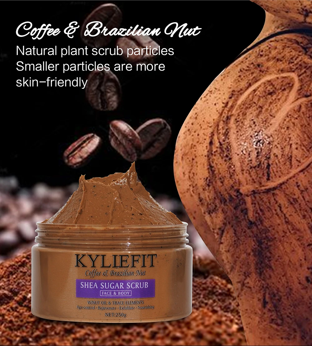 KYLIEFIT Natural Exfoliating Salt Body and Face Scrub, Lightening, Moisturizing, Remove Dark Spots, Acne, Stains, Wrinkles