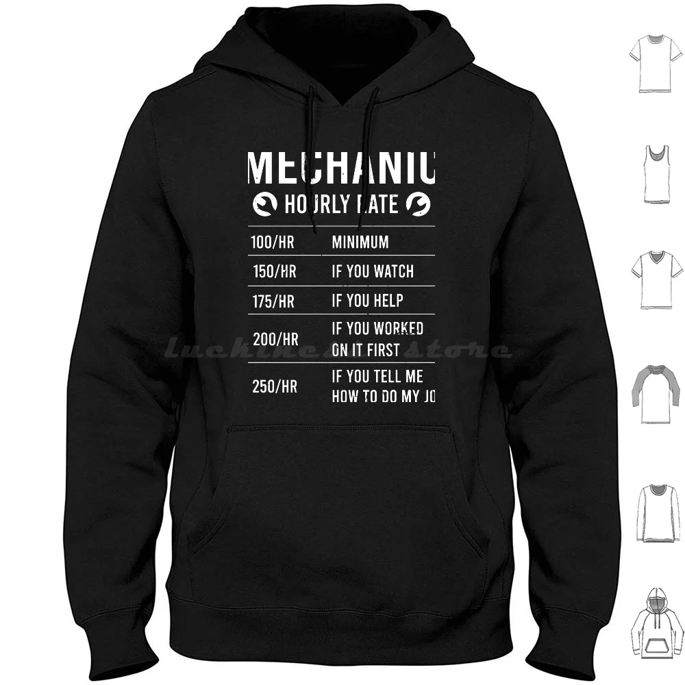 

Mechanic Hourly Rate Funny Labor Rates Mechanic Jokes Hoodie cotton Long Sleeve Hourly Rate Mechanic Funny Mechanic Funny