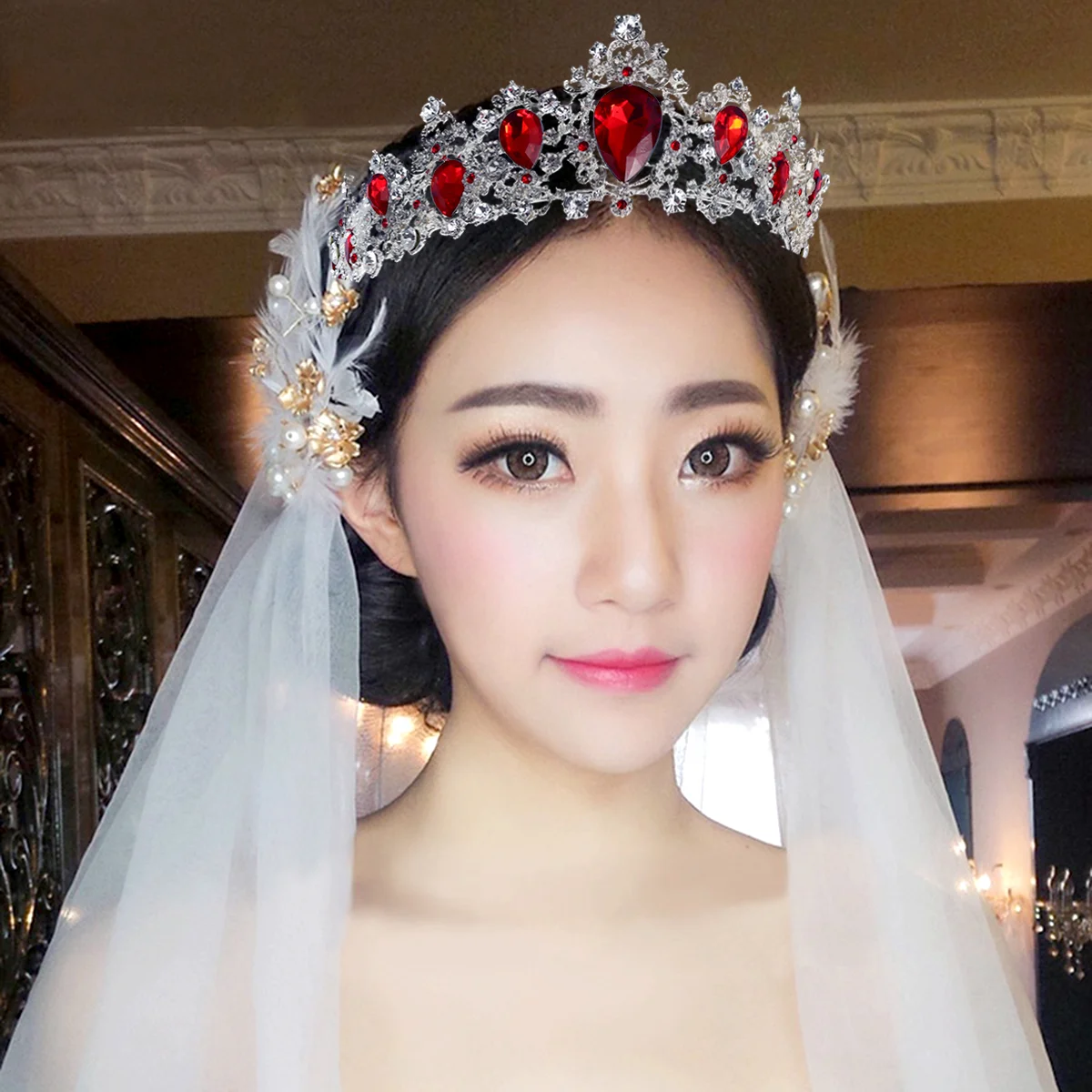 Wedding Hair Accessories Women Tiara Royal Crown Rhinestones Bridal for Women's