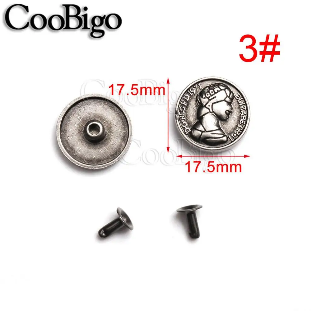 Prettyia 5-Piece Round Western Concho Rivet Set - Green Alloy Screw-On Decor For DIY - View #4