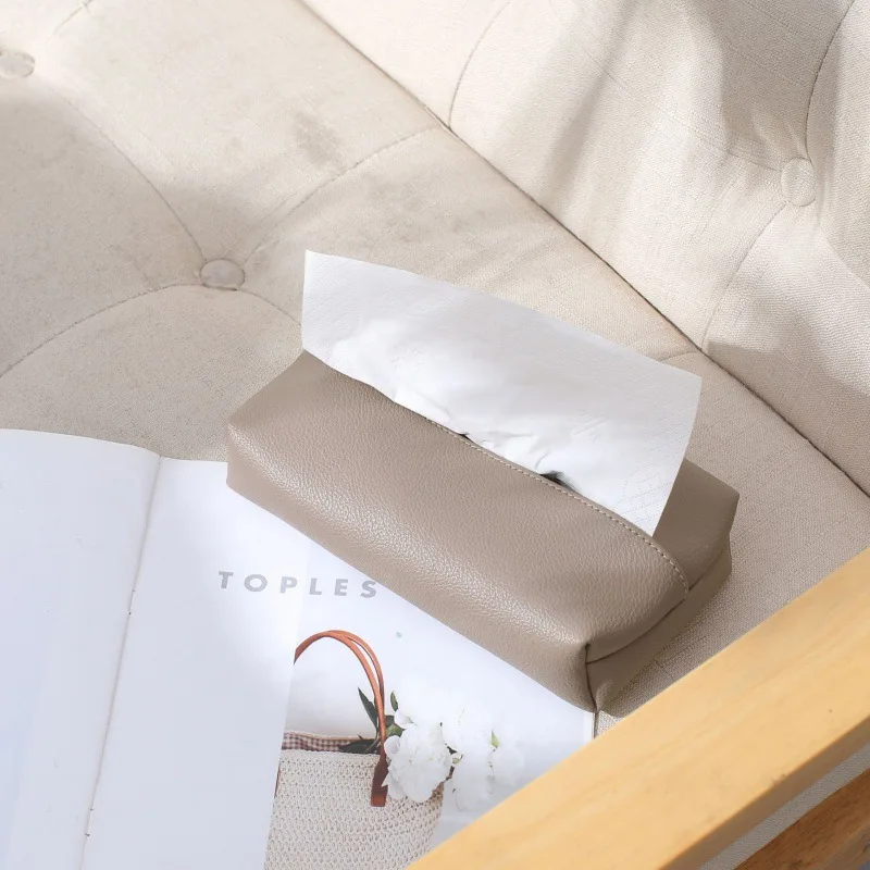 Creative Leather Tissue Box Nordic Simple Home Living Room Light Luxury Tissue Box Bedroom High-end Paper Tissue Box 4