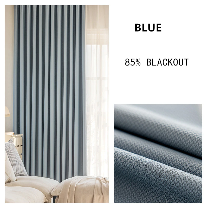 310cm Height Thickened Solid Color Double-Sided Jacquard 80%-90% Blackout Living Room Curtains Finished Bedroom Custom Curtains