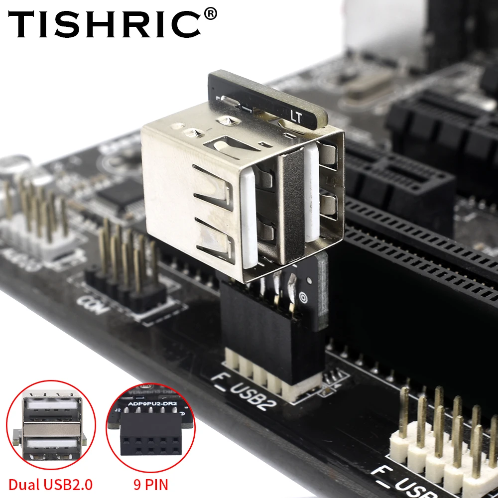 TISHRIC Placa mãe de expansão, Adaptador 9Pin para USB 2.0, Conversão ...