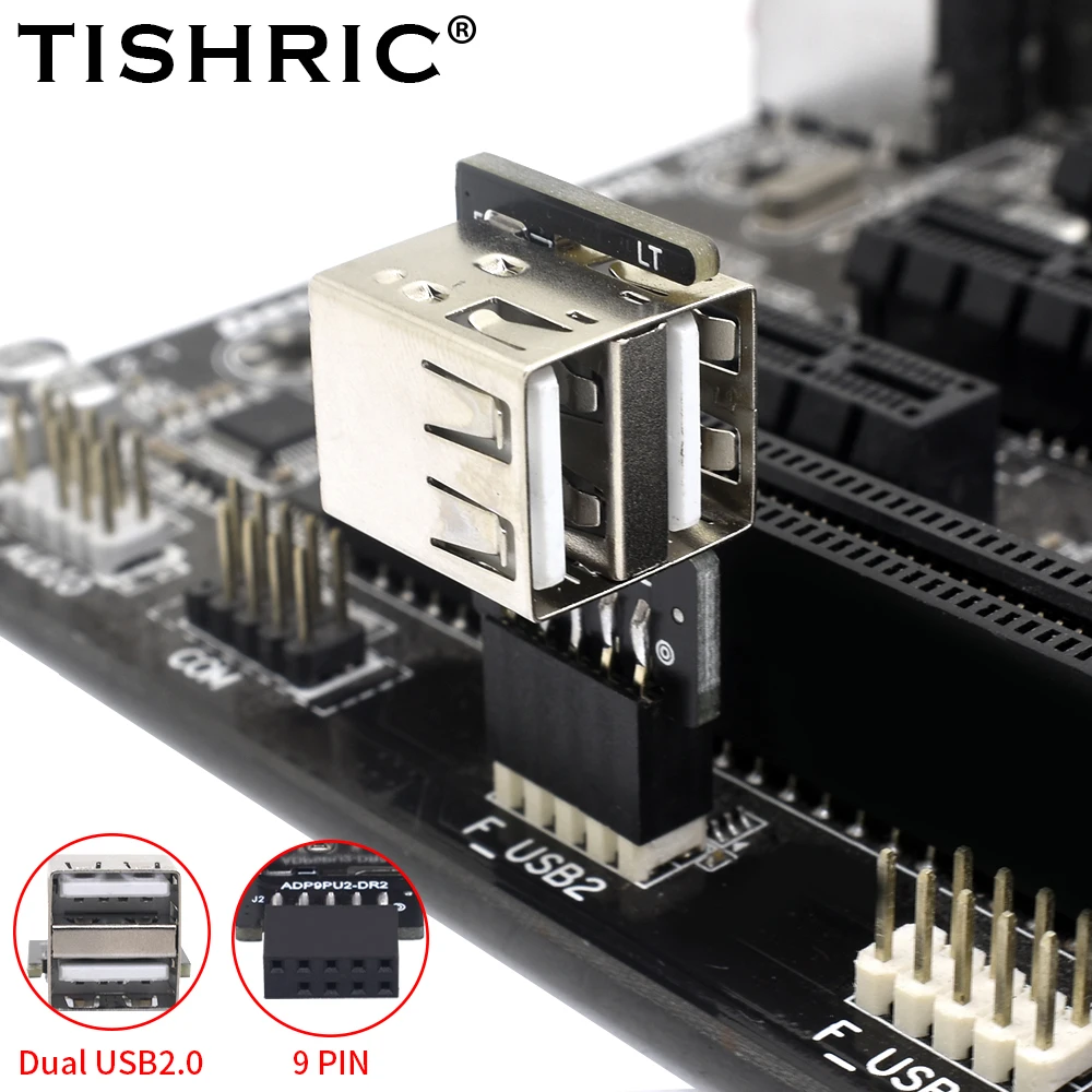 Tishic 9pin zu USB 2,0 Adapter Erweiterungs karte Motherboard 9pin zu 2 Ports USB-Konvertierung USB 2,0 9pin zu einer weiblichen Doppels chicht - AliExpress