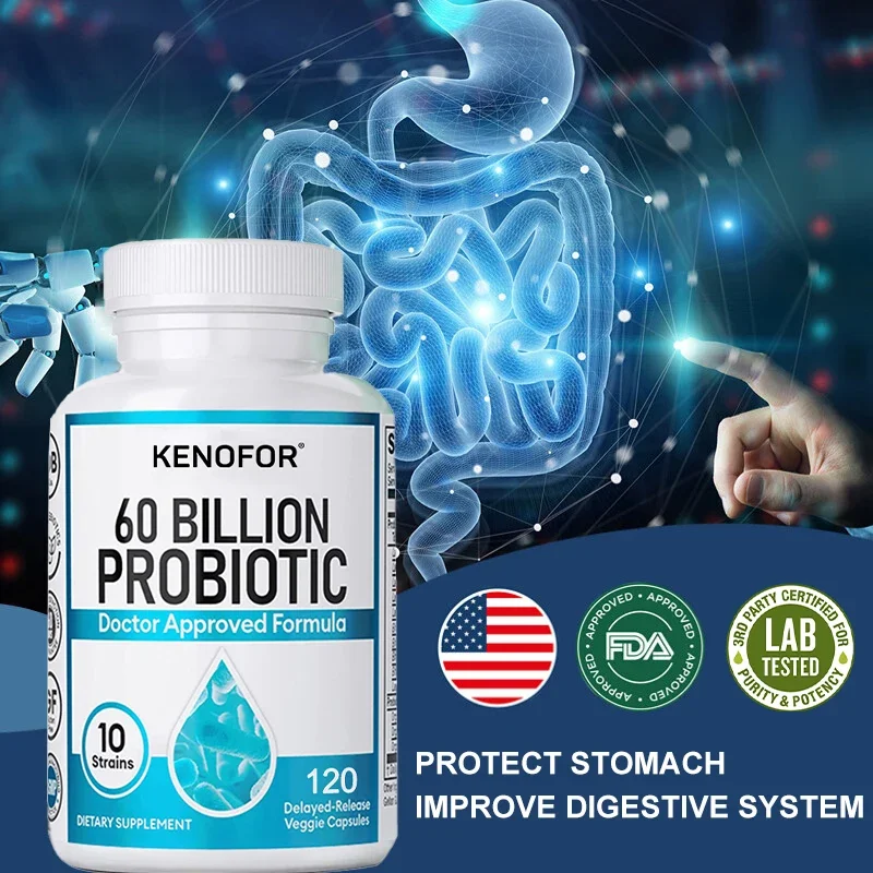 

Kenofor 60 Billion Probiotics Support Gut Health, Relieve Gas, Bloating and Constipation, and Support Digestion