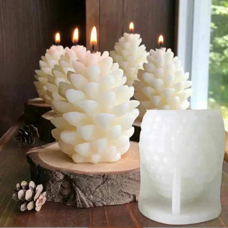 3D Christmas Pine Cone Silicone Candle Mold MChristmas Tree Scented Candle Mold Christmas Diy Diffuser Gypsum Handmade Soap Mold
