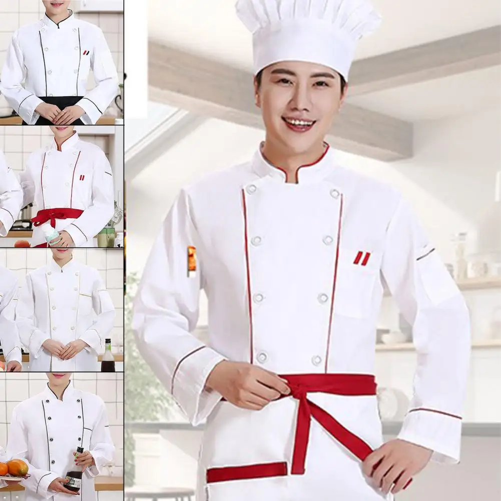 Men's Women's Chef Jacket Long Sleeve Chef Shirt Bakery Restaurant Waiter Uniform Tops