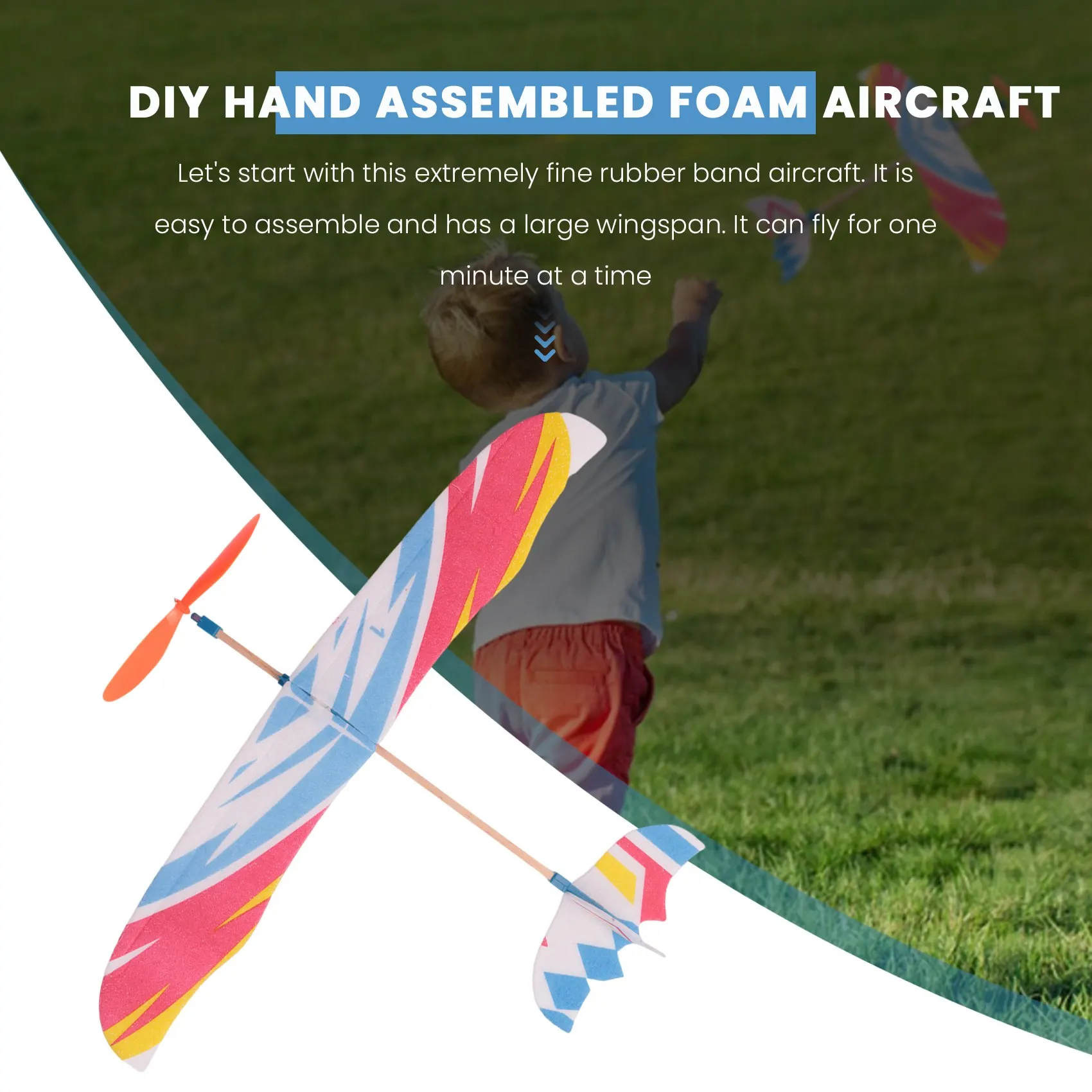 Elastic Rubber Band Powered DIY Foam Plane Model Kit Aircraft Educational Toy 5