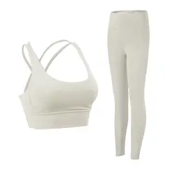 Women's 2 - Piece Yoga and Fitness Outfit - Sports Bra and Leggings Set - S (White)