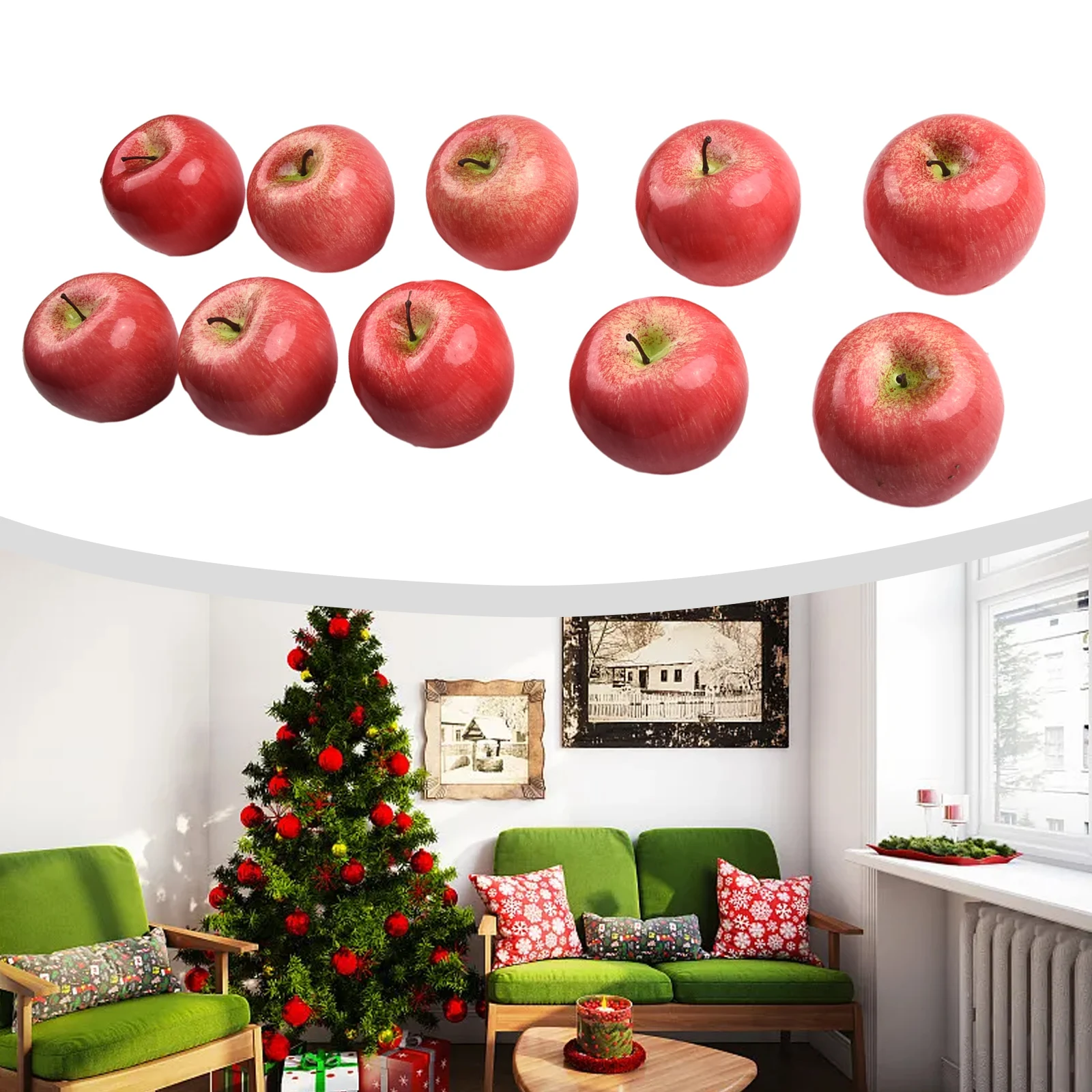 Description Picture 3 of item10PCS Artificial-Apple Fake Fruits Home Bedroom Living Room Decoration Festive Party Supplies Artificial Fruit Pink Red Green