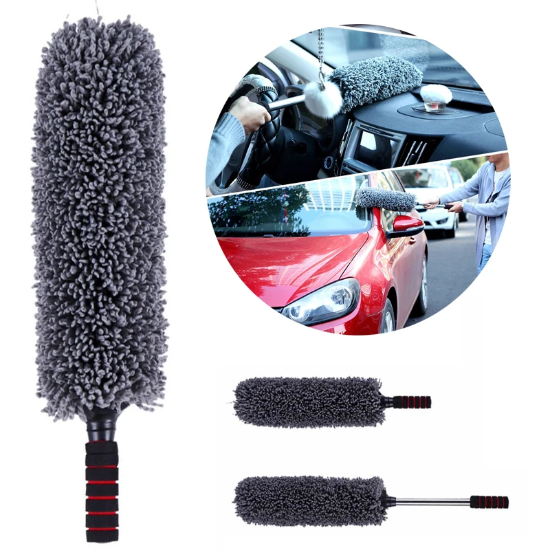 Wet/dry Microfiber Car Body Duster Telescoping Wax Dust Mop Cleaning
