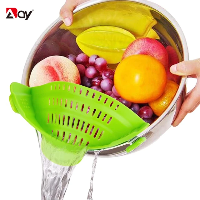 Clip on Silicone Food Strainer Universal Fit Most Pot Pan Bowl with Clips  Pasta Spaghetti Ground Grease Kitchen Accessories - AliExpress