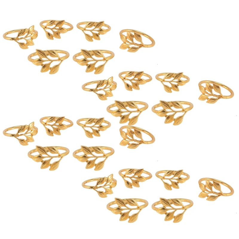 

Hot 24Pcs/Lot Hotel Napkin Ring Napkin Holder Fall Leaves Napkin Buckle Christmas Wedding Party Gold Napkin