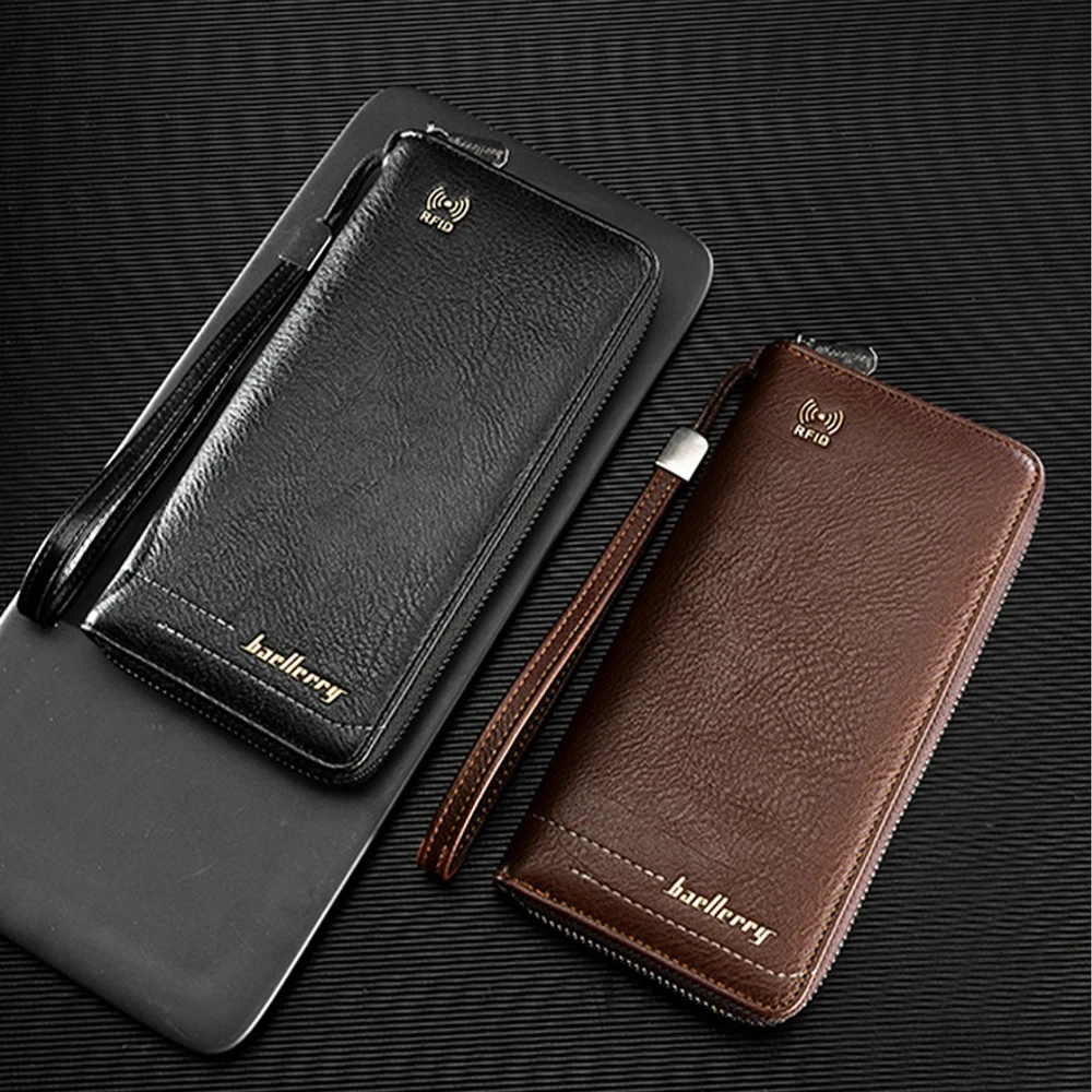 1Pcs Rfid Anti-Degaussing Long Wallet Large Capacity Wrist Strap Wallet Large Capacity Multi-Card Slot Travel Business Multi-Functional Storage Bag