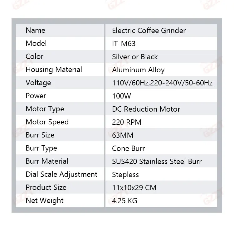 GZZT M63 Single Origin Bean Grinder 63MM Stainless steel Cone Burr  Coffee Grinder Coffee Grinding Machine Coffee Miller 6