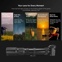 Lightdow Manual Telephoto Lens 500mm F8.0 with 2X Converter for Nikon D3400 D500 D7200 D5500 D750 D5300 Canon 60D 77D Cameras - Image 2