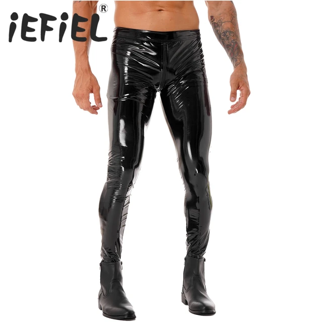 Pieces shiny leather look leggings in black  ASOS