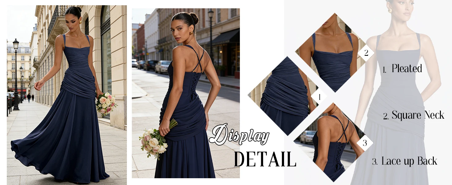 long bridesmaid dresses for women chiffon ruched prom dress