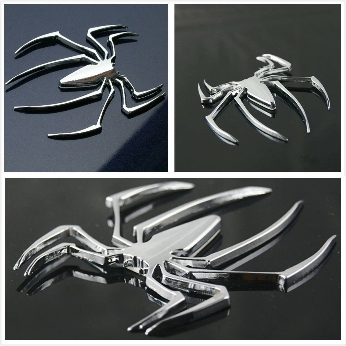 

3D Car Stickers Universal Metal Spider Shape Emblem Chrome 3D Car Truck Motor Decal Sticker Decor Car Accessories