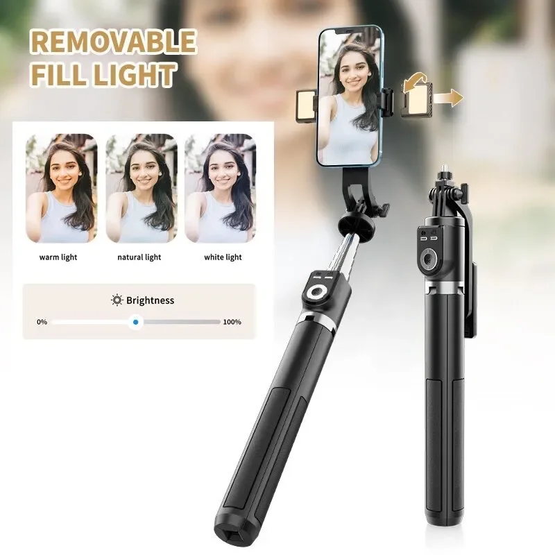 Selfie Stick P220 Wireless Selfie Stick Tripod 2.2m Foldable with Rechargeable Bluetooth Remote GoPro Action Camera Phone Holder