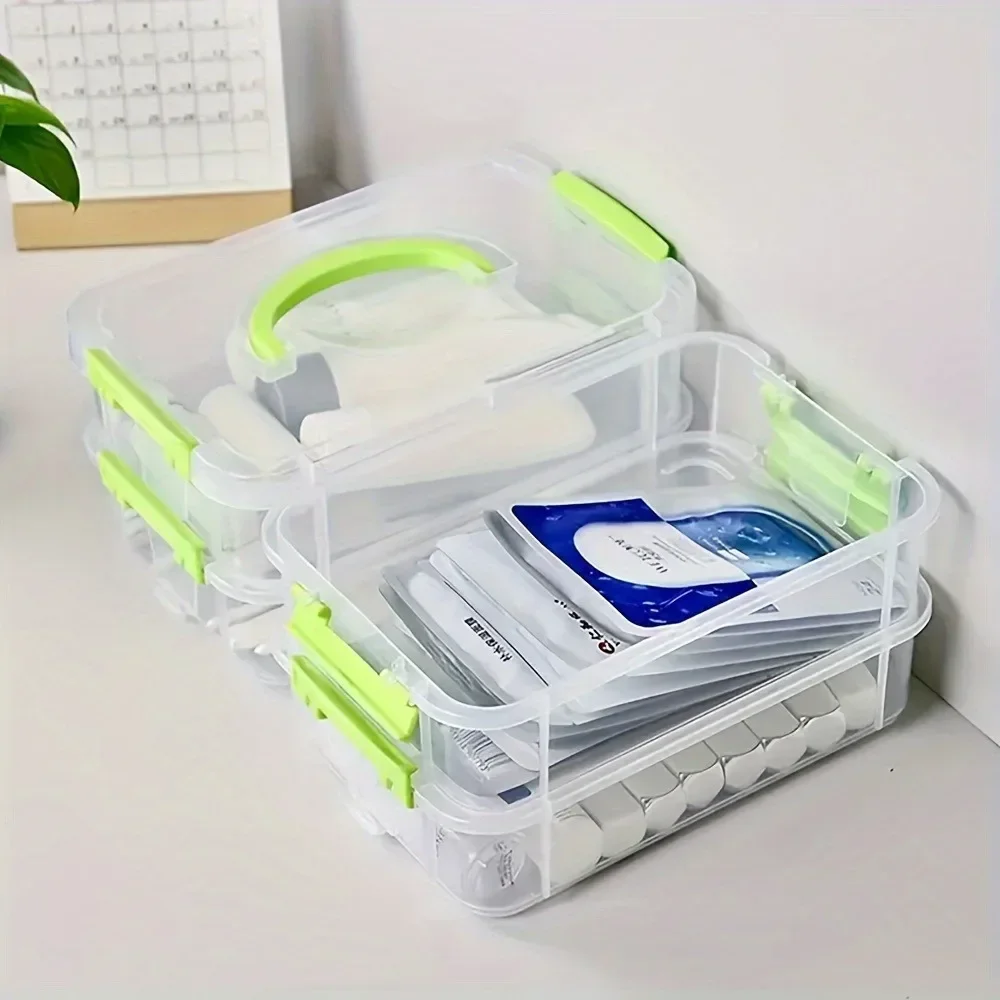 4-Layer Stackable Transparent Plastic Storage Box with Lid, Partitioned Drawer Storage Box, Detachable into 4 Individual Boxes