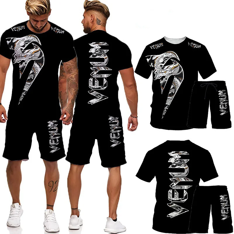 Oversized Men's Training Wear Suit 3D Printing T-Shirt Casual Wear Fitness Sports 2 Piece Set of Sports for Men Tracksuit Oversized Men's Training Wear Suit 3D Printing T-Shirt Casual Wear Fitness Sports 2 Piece Set of Sports for Men Tracksuit