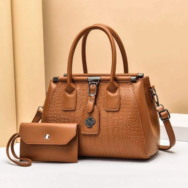 

New Women Popular Single-Shoulder Bag Fashion Texture Handbag Composite Bag Crocodile Pattern Leather High Quality Crossbody Bag