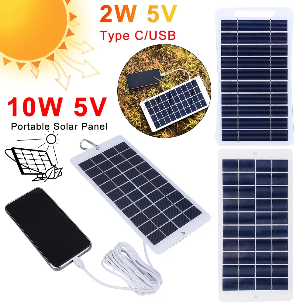10W/2W Portable Solar Panel 5V Type C/USB Battery Charger Power Emergency Panel MobilePhone Power Bank For Camping Hiking Travel power bank,portable solar panel,solar charger panels,solar battery charger,solar panels,solar charger