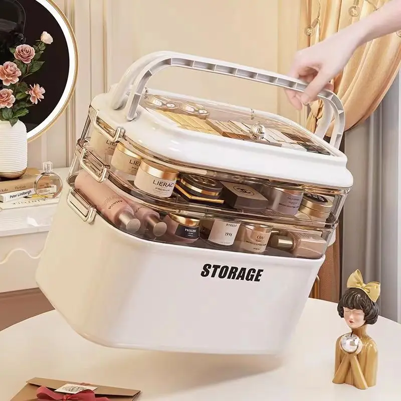 Makeup Organizer With Lid Portable Cosmetics Storage Box Jewelry and Hair Accessories Spacious Nail Storage Box Medicine Box 4