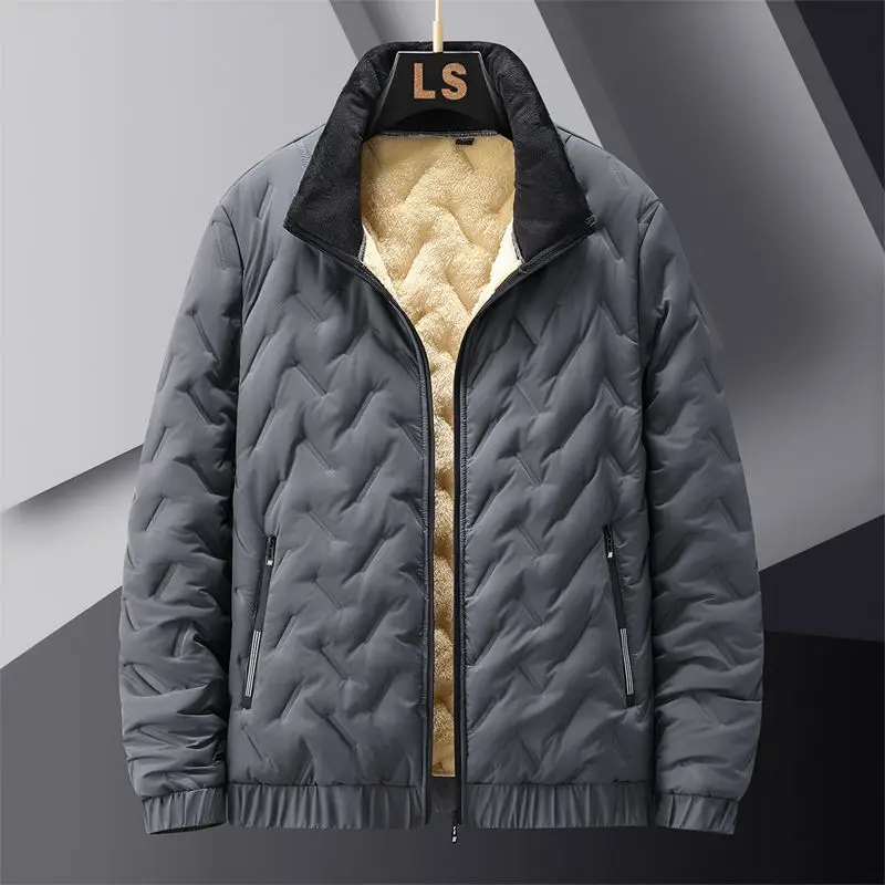 

Autumn Winter KPOP Fashion Style Harajuku Slim Fit Tops Loose Casual All Match Padded Stand Collar Solid Long Sleeve Outerwear