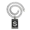 Goth Dollar Sign Cash Money Records Iced Out Pendant Necklace Cuban Chain Hip Hop Jewlery Street Rapper Boyfriend Gift 3